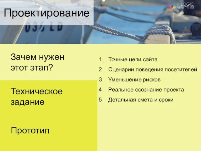 Проектирование Прототип Зачем нужен этот этап? Техническое задание Точные цели сайта