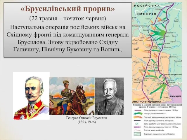 «Брусилівський прорив» (22 травня – початок червня) Наступальна операція російських військ