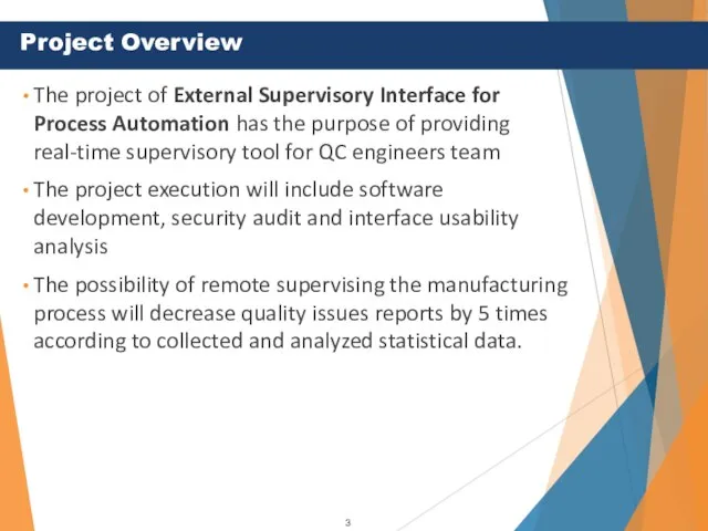 The project of External Supervisory Interface for Process Automation has the