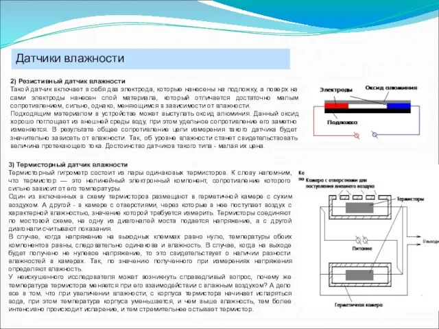 Датчики влажности 2) Резистивный датчик влажности Такой датчик включает в себя