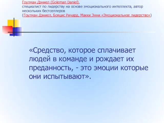 Гоулман Дэниел (Goleman Daniel), специалист по лидерству на основе эмоционального интеллекта,