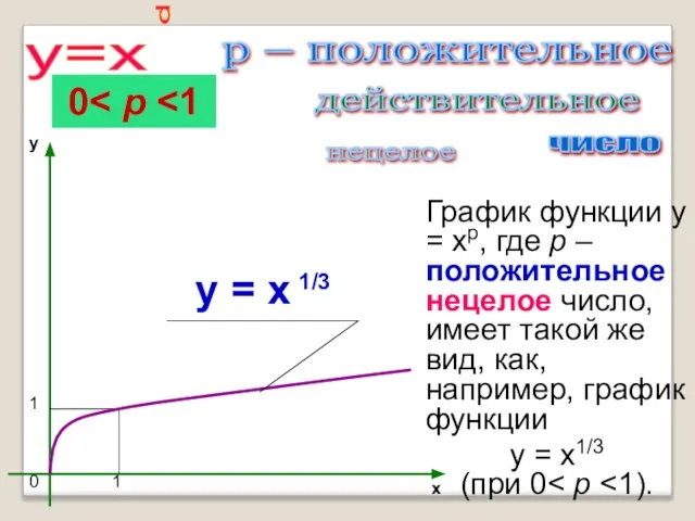 График функции y = xр, где p – положительное нецелое число,