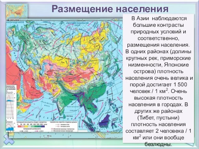 Размещение населения В Евразии возникли очаги древнейших цивилизаций - на побережье