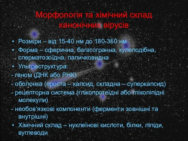 Морфологія та хімічний склад канонічних вірусів Розміри – від 15-40 нм