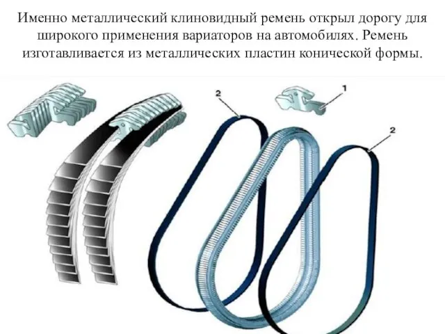 Именно металлический клиновидный ремень открыл дорогу для широкого применения вариаторов на