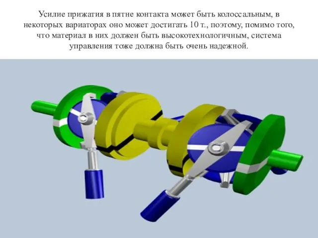 Усилие прижатия в пятне контакта может быть колоссальным, в некоторых вариаторах