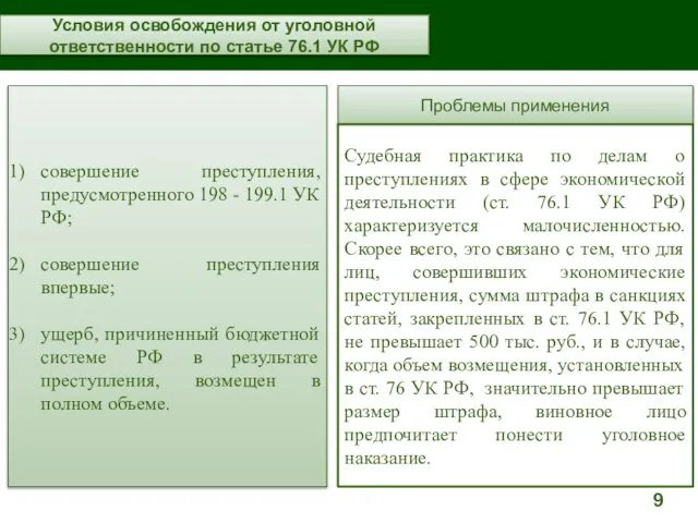 Условия освобождения от уголовной ответственности по статье 76.1 УК РФ совершение