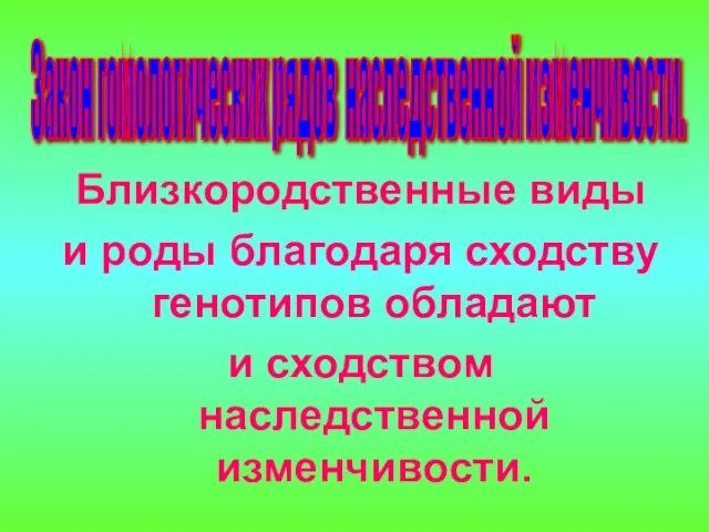 Близкородственные виды и роды благодаря сходству генотипов обладают и сходством наследственной