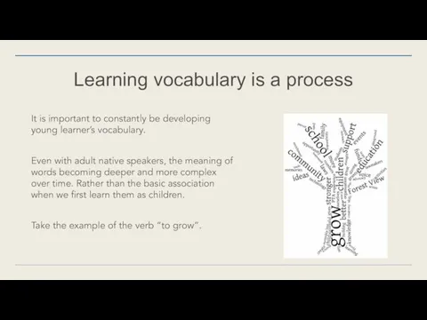 Learning vocabulary is a process It is important to constantly be