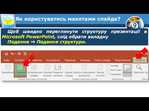 Як користуватись макетами слайда? Розділ 3 § 5 Щоб швидко переглянути