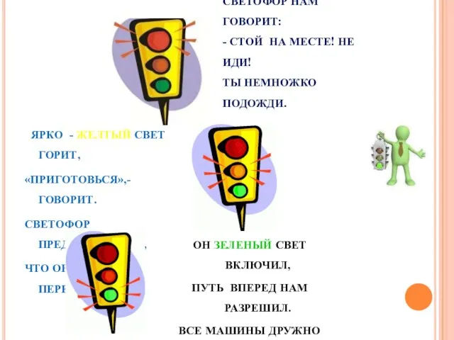 ЕСЛИ КРАСНЫЙ СВЕТ ГОРИТ, СВЕТОФОР НАМ ГОВОРИТ: - СТОЙ НА МЕСТЕ!