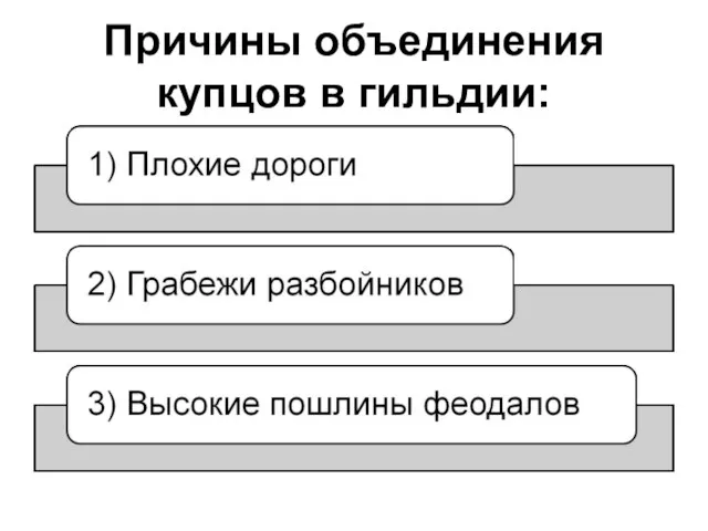 Причины объединения купцов в гильдии: