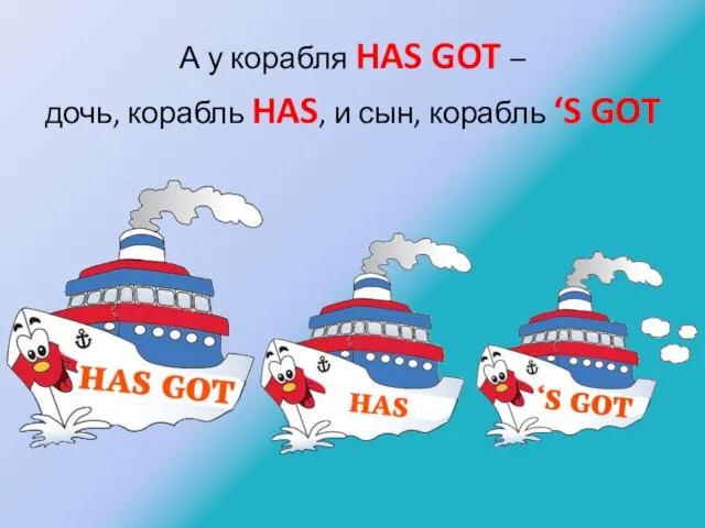 А у корабля HAS GOT – дочь, корабль HAS, и сын, корабль ‘S GOT