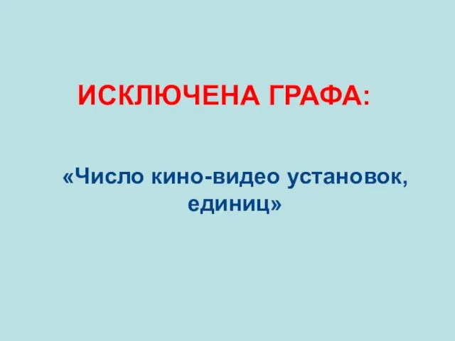 «Число кино-видео установок, единиц» ИСКЛЮЧЕНА ГРАФА: