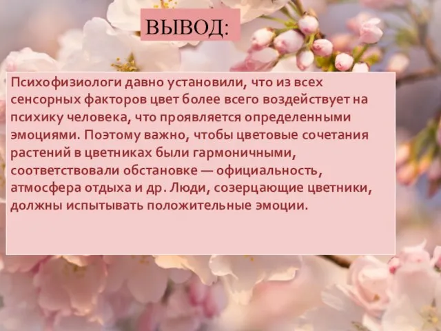 Психофизиологи давно установили, что из всех сенсорных факторов цвет более всего