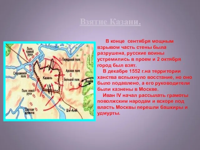 Взятие Казани. В конце сентября мощным взрывом часть стены была разрушена,