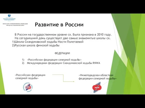 Развитие в России В России на государственном уровне сх. Была признана