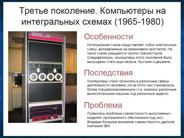 Третье поколение ЭВМ (1968-1980 гг.) ЕС ЭВМ, 1983 г. накопитель ЕС5612М процессор 2436 пульт управления ЕС1036