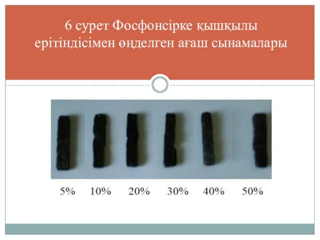 6 сурет Фосфонсірке қышқылы ерітіндісімен өңделген ағаш сынамалары