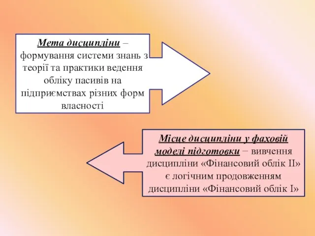 Мета дисципліни – формування системи знань з теорії та практики ведення