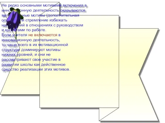 Не редко основными мотивами включения в инновационную деятельность оказываются материальные мотивы