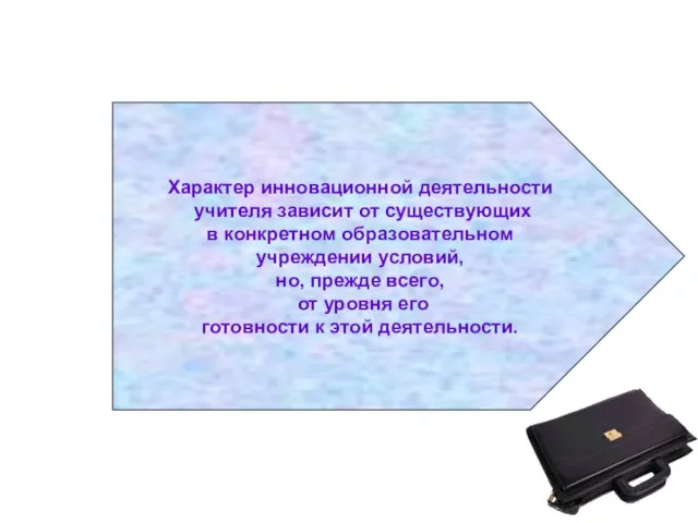 Характер инновационной деятельности учителя зависит от существующих в конкретном образовательном учреждении