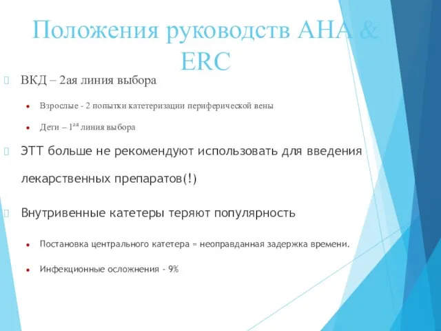 Положения руководств AHA & ERC ВКД – 2ая линия выбора Взрослые