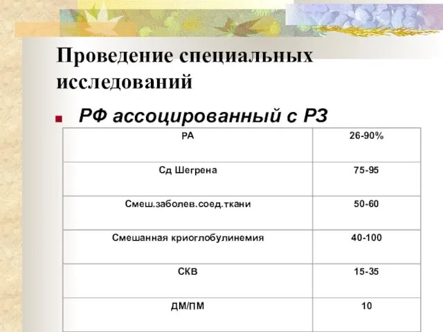 Проведение специальных исследований РФ ассоцированный с РЗ