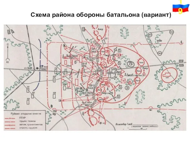 Схема района обороны батальона (вариант)