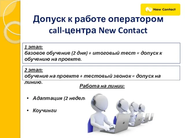 Допуск к работе оператором call-центра New Contact 1 этап: базовое обучение