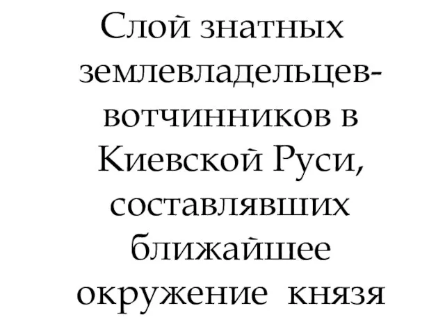 Слой знатных землевладельцев-вотчинников в Киевской Руси, составлявших ближайшее окружение князя