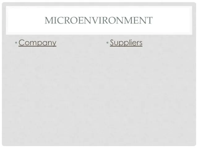 MICROENVIRONMENT Company Suppliers