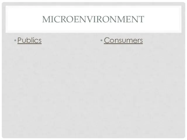 MICROENVIRONMENT Publics Consumers