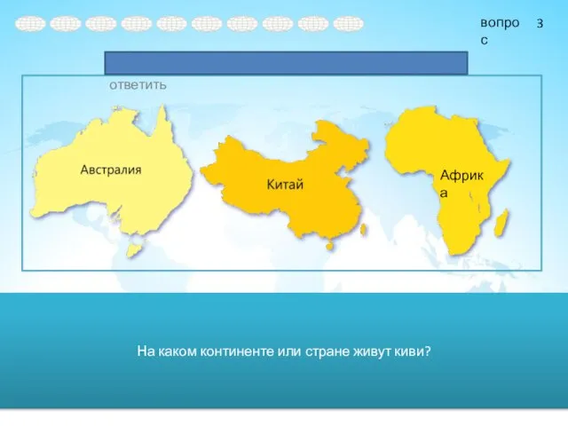 На каком континенте или стране живут киви? Африка 3