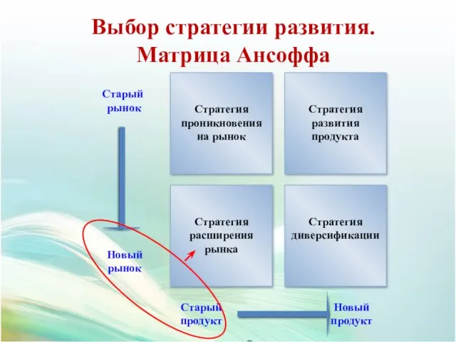 Выбор стратегии развития. Матрица Ансоффа