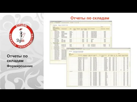 Отчеты по складам Формирование Отчеты по складам