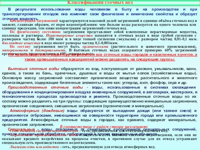 В результате использования воды человеком в быту и на производстве и