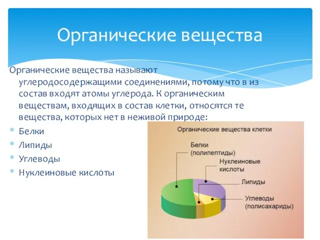 Органические вещества называют углеродосодержащими соединениями, потому что в из состав входят