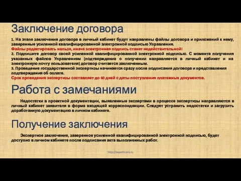 Заключение договора http://expertizarb.ru 1. На этапе заключения договора в личный кабинет