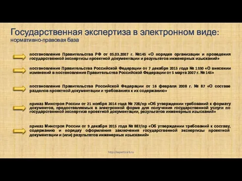 Государственная экспертиза в электронном виде: нормативно-правовая база http://expertizarb.ru постановление Правительства РФ