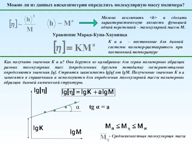 Можно ли из данных вискозиметрии определить молекулярную массу полимера? Можно исключить