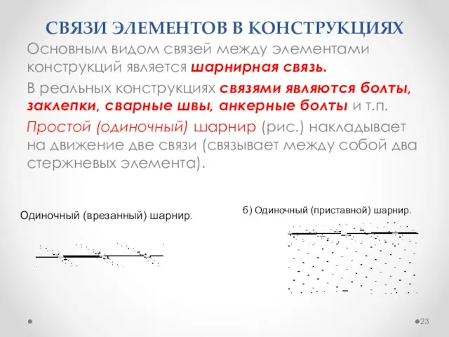 СВЯЗИ ЭЛЕМЕНТОВ В КОНСТРУКЦИЯХ Основным видом связей между элементами конструкций является