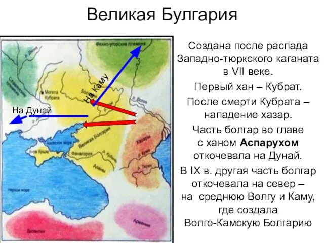 Великая Булгария Создана после распада Западно-тюркского каганата в VII веке. Первый