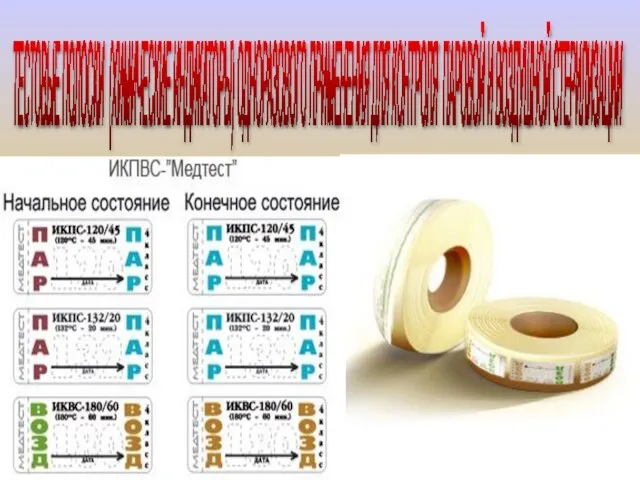 ТЕСТОВЫЕ ПОЛОСКИ (ХИМИЧЕСКИЕ ИНДИКАТОРЫ) ОДНОРАЗОВОГО ПРИМЕНЕНИЯ ДЛЯ КОНТРОЛЯ ПАРОВОЙ И ВОЗДУШНОЙ СТЕРИЛИЗАЦИИ