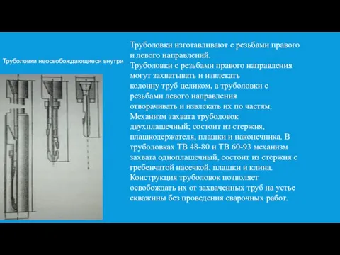 Труболовки неосвобождающиеся внутри Труболовки изготавливают с резьбами правого и левого направлений.