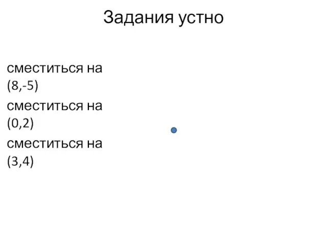 Задания устно сместиться на (8,-5) сместиться на (0,2) сместиться на (3,4)