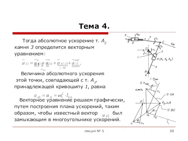 Тема 4. Тогда абсолютное ускорение т. А2 камня 3 определится векторным