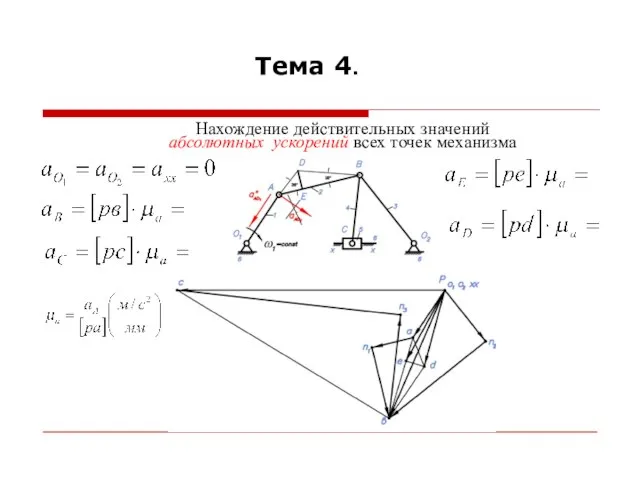 Тема 4. Нахождение действительных значений абсолютных ускорений всех точек механизма