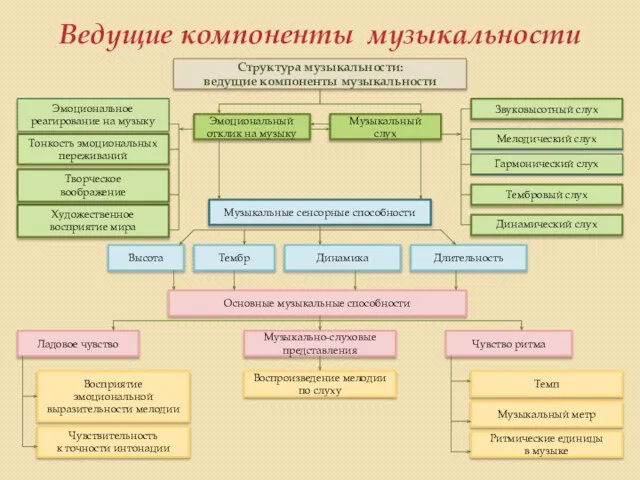 Ведущие компоненты музыкальности Структура музыкальности: ведущие компоненты музыкальности Тонкость эмоциональных переживаний