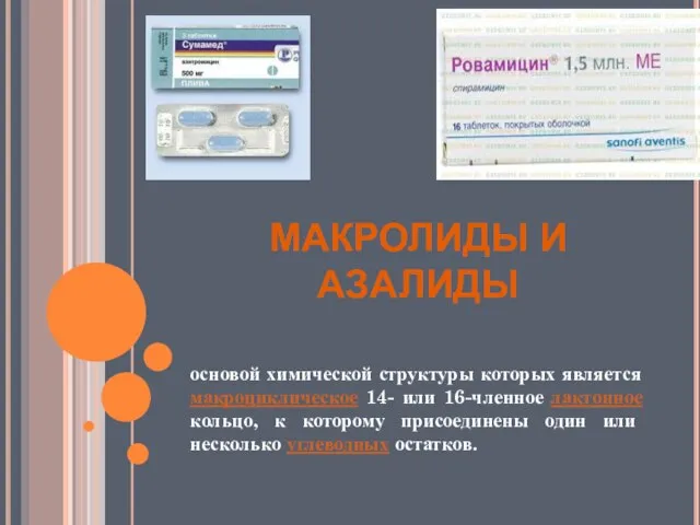 МАКРОЛИДЫ И АЗАЛИДЫ основой химической структуры которых является макроциклическое 14- или